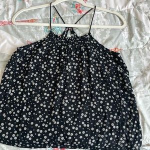 Black floral tank top